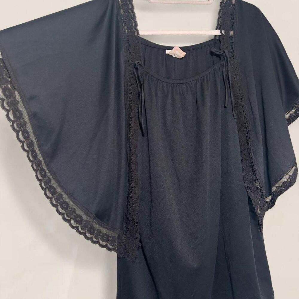 Vintage black Whimsigoth Witchy Lace Faux Cape Top | Size 18 ethereal flowy - Picture 5 of 8